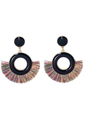 SugarFix Blue/Multi Fringe Closed Hoop Drop Earrings (NWOT)